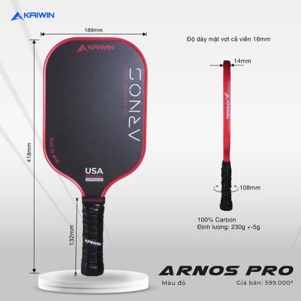 Vợt Pickleball Kaiwin Arnos Pro Đỏ