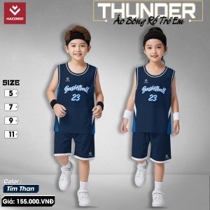 Áo Bóng Rổ Trẻ Em Thunder - Tím Than Cá Tính