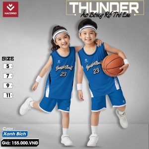 Áo Bóng Rổ Trẻ Em THUNDER Màu Xanh Bích - HACORIO Chính Hãng