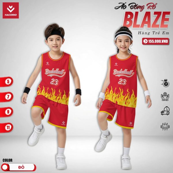 Áo Bóng Rổ Trẻ Em BLAZE Màu Đen Hồng - Hình ảnh 2