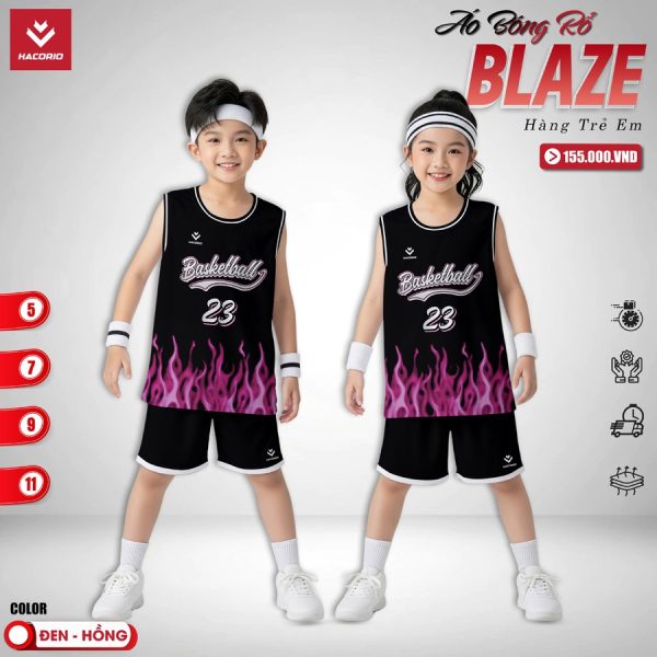 Áo Bóng Rổ Trẻ Em Blaze Màu Đen Vàng Năng Động Cá Tính - Hình ảnh 2