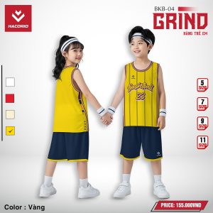 Áo Bóng Rổ Trẻ Em HACORIO GRIND BKB-04 Màu Vàng Navy
