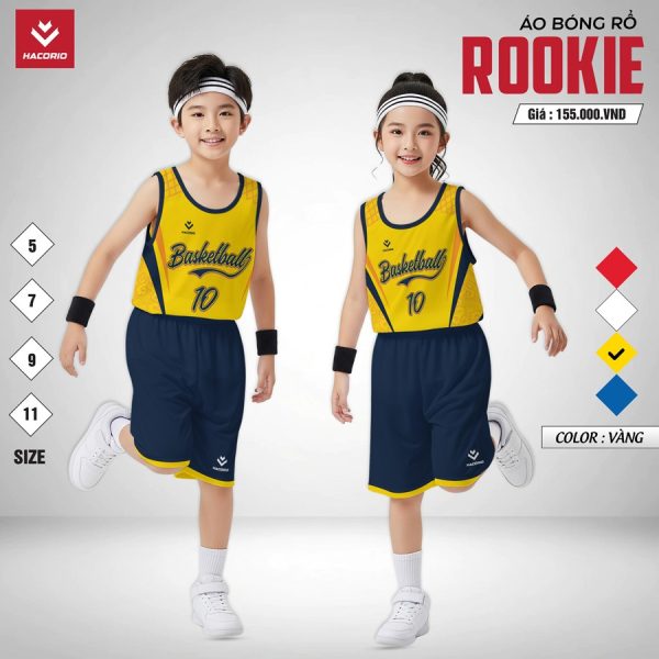 Áo Bóng Rổ Trẻ Em ROOKIE Xanh Dương Viền Vàng - Hình ảnh 2