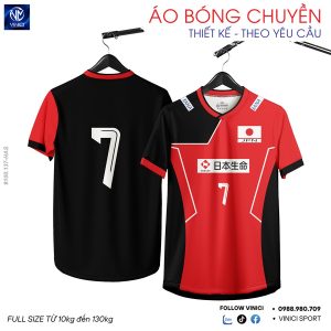 Áo bóng chuyền thiết kế HAS-6 đỏ đen – Năng động & chuyên nghiệp
