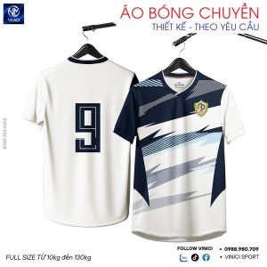 Áo Bóng Chuyền Thiết Kế HAS-4 Xanh Navy Trắng Năng Động