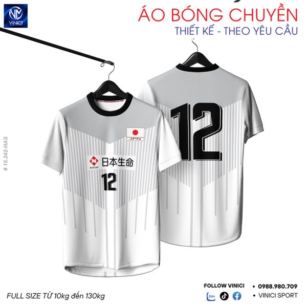 Áo Bóng Chuyền Thiết Kế Màu Trắng Ghi Xám HAS - Hacado 15.242