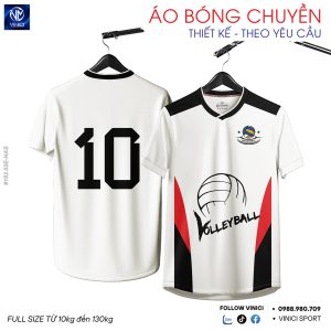 Áo Bóng Chuyền Thiết Kế Theo Yêu Cầu – Trắng Đỏ Năng Động