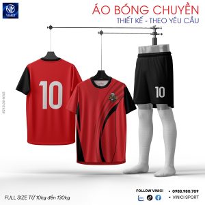 Áo Bóng Chuyền Thiết Kế HAS-4 Đỏ Đen