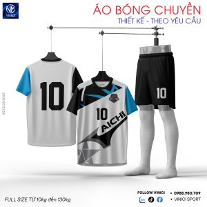 Áo bóng chuyền thiết kế trắng đen xanh dương – Wolves AICHI 215.03 HAS-4