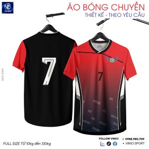 Áo Bóng Chuyền Thiết Kế Hacado 221 ENO – Màu Đỏ Đen Trắng Năng Động