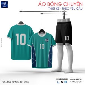 Áo Bóng Chuyền Thiết Kế Hacado Xanh Ngọc 225.04HAS