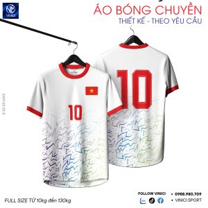 Áo Bóng Chuyền Thiết Kế Hacado 92.55 - Trắng Kết Hợp Họa Tiết Gradient