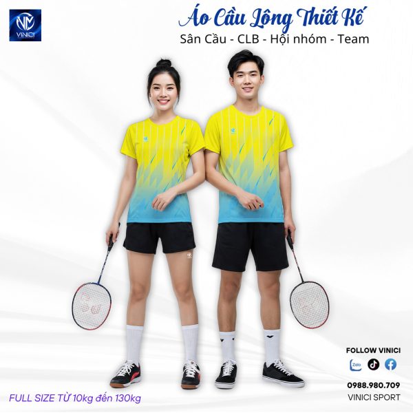Áo Cầu Lông Thiết Kế Nam Nữ Vàng Xanh Mới Nhất - Hình ảnh 3