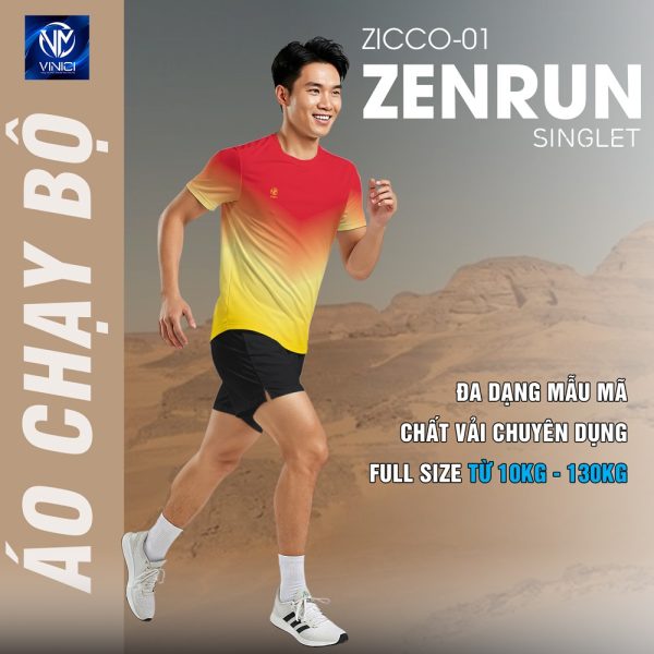 Áo Chạy Bộ Thiết Kế ZICCO - 01 Màu Xanh Nam Cao Cấp - Hình ảnh 3