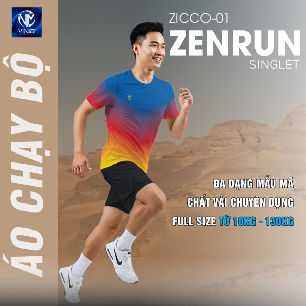 Áo Chạy Bộ Thiết Kế ZICCO - 01 Màu Xanh Nam Cao Cấp - Hình ảnh 2