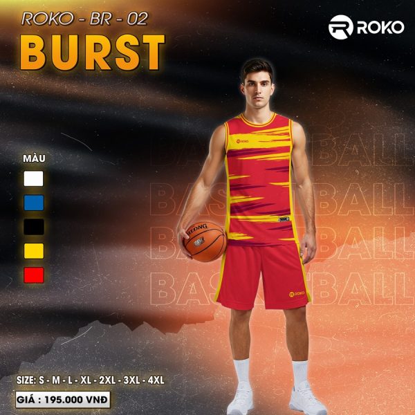 Áo Đấu Bóng Rổ ROKO – BR-02 Màu Đỏ Vàng “BURST”