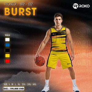 Áo đấu bóng rổ ROKO - BR-02 BURST màu Đen Vàng