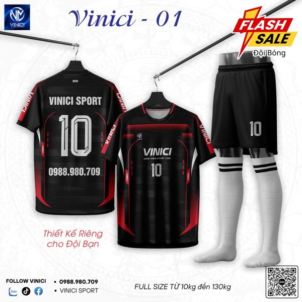 Bộ đồ đá bóng không logo VINICI-01 màu xanh phối đỏ – Mạnh mẽ và chuyên nghiệp - Ảnh 9