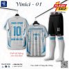 Áo đấu đá bóng không logo VINICI-01 màu Trắng Xanh Nhạt Đẹp