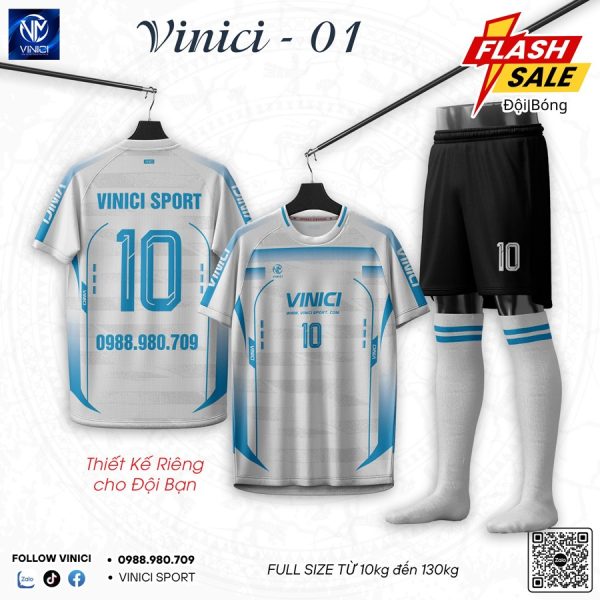 Bộ đồ đá bóng không logo VINICI-01 màu xanh phối đỏ – Mạnh mẽ và chuyên nghiệp - Ảnh 2