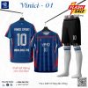 Bộ đồ đá bóng không logo VINICI-01 màu xanh phối đỏ – Mạnh mẽ và chuyên nghiệp