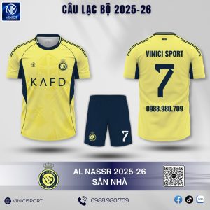 Áo bóng đá Al Nassr 2025-26 sân nhà – Vàng tươi nổi bật