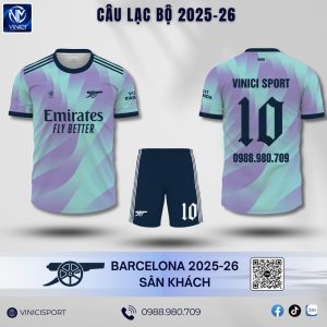 Áo đấu Barcelona 2025–2026 sân khách – Xanh ngọc tím pastel