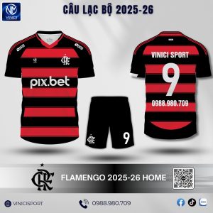 Áo bóng đá CLB Flamengo sân nhà 2025-2026 - Đỏ Đen Biểu Tượng