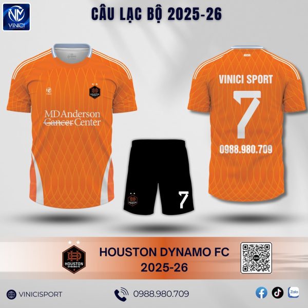 Áo bóng đá CLB Houston Dynamo FC 2025-26 màu cam
