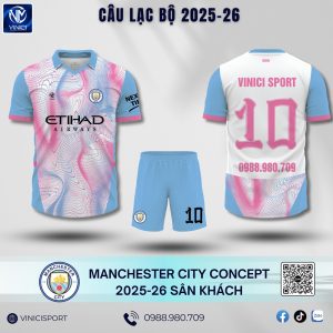 Áo bóng đá Man City sân khách 2025-26 màu xanh mc đẹp