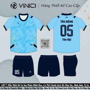 Áo bóng đá thiết kế BD08002 – Màu xanh da trời phối navy nổi bật