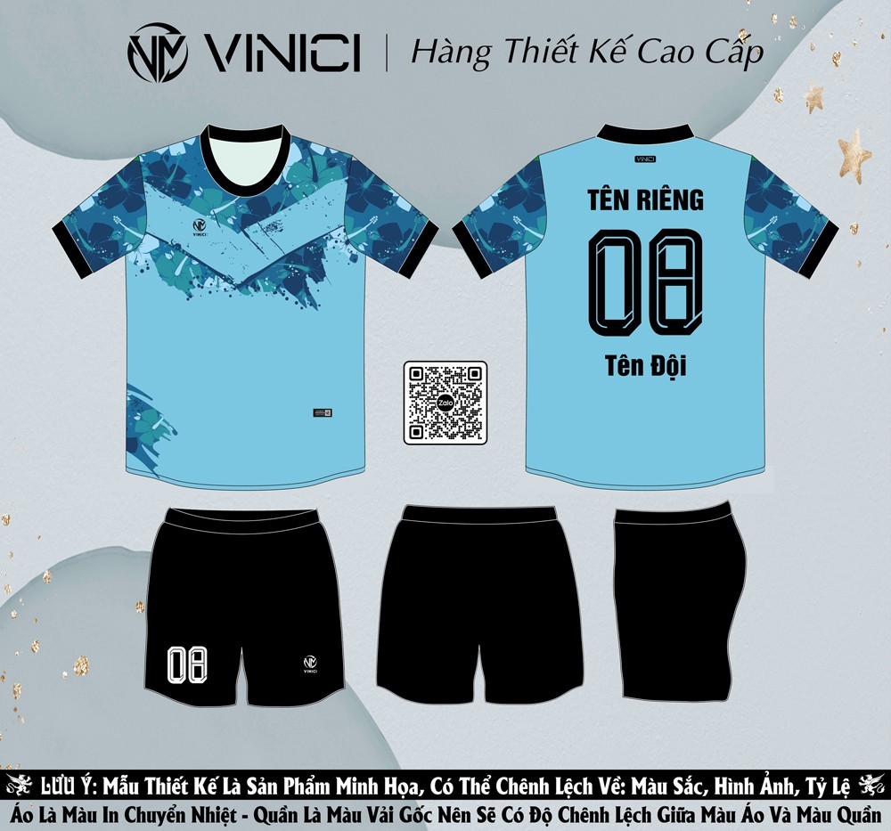 Áo bóng đá thiết kế BD08003 màu xanh lam độc đáo