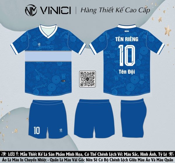 Áo Bóng Đá Thiết Kế BD08006 Xanh Dương Đậm - Thoáng Khí, Thấm Hút Mồ Hôi Tốt