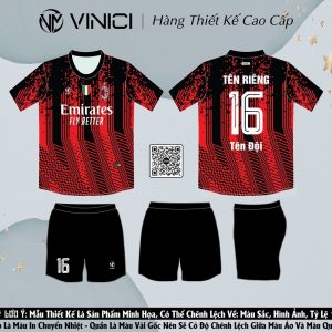 Áo bóng đá thiết kế BD08012 Đỏ Đen - AC Milan Mới Nhất