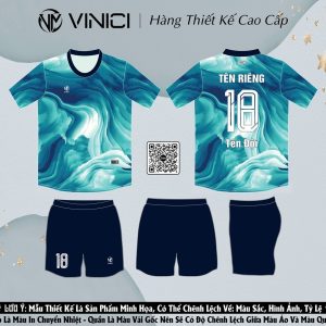 Áo Bóng Đá Thiết Kế BD08013 Màu Xanh Loang Cẩm Thạch