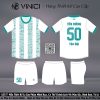 Áo bóng đá thiết kế BD08019 màu trắng xanh ngọc đẹp
