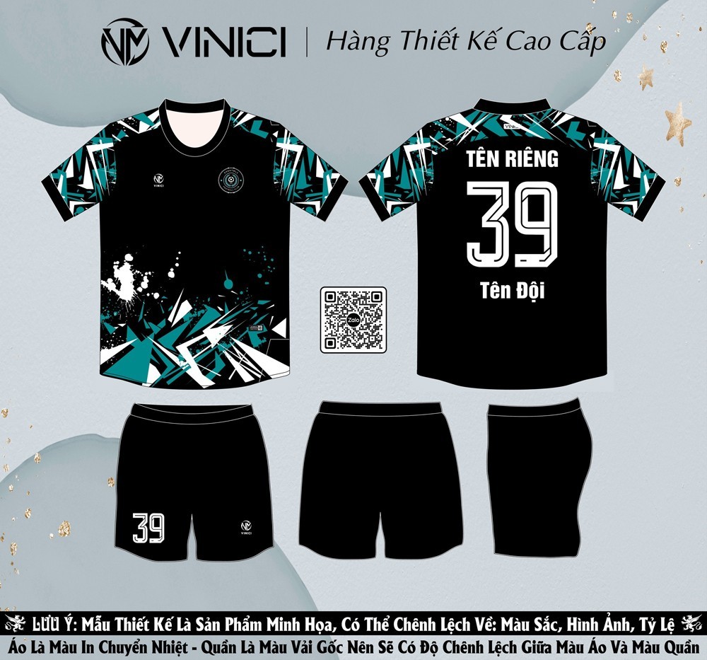 Áo bóng đá thiết kế BD08029 màu đen thể thao cho nam nữ
