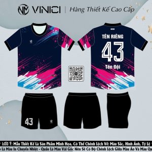 Áo bóng đá thiết kế BD08036 - Màu Tím Than phối vết xước hồng