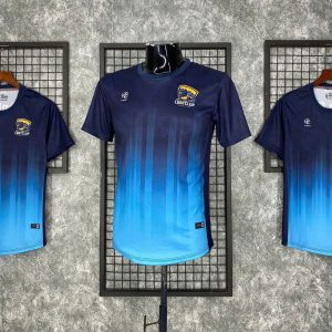 Áo bóng đá thiết kế xanh navy phối cyan - Áo Không Logo Tự Thiết Kế