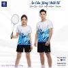 Áo cầu lông thiết kế trắng xanh họa tiết hình khối VNCBMT9