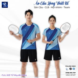 Áo cầu lông thiết kế VNCBMT12 phối xanh năng động