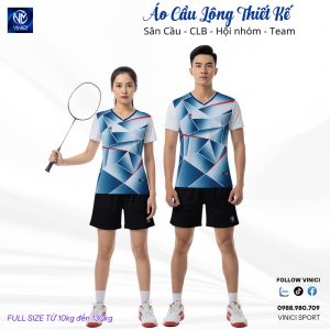 Áo Cầu Lông Thiết Kế VNCBMT49 Màu Xanh Đậm - Năng Động & Hiện Đại