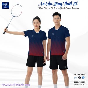 Áo cầu lông chính hãng VNCBMT41 - Xanh Navy Đỏ Đậm Năng Động