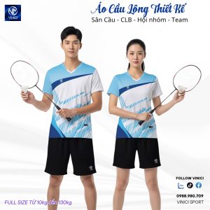 Áo cầu lông xanh dương phối trắng VNCBMT38 – Thiết kế thể thao năng động