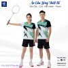 Áo Cầu Lông Thiết Kế Xanh Mint Phối Đen Trắng VNCBMT44