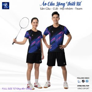 Áo Cầu Lông VNCBMT42 - Xanh Tím Hồng Chuyển Sắc Năng Động