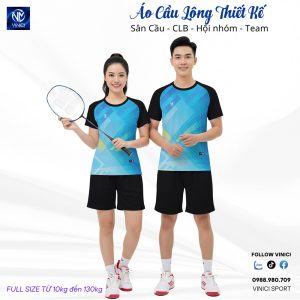 Áo Cầu Lông Thiết Kế VNCBMT52 - Xanh Dương Năng Động