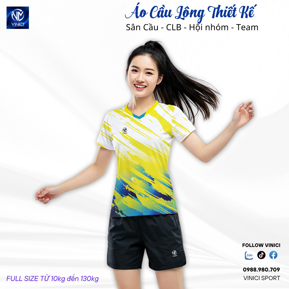 Áo cầu lông thiết kế chất liệu cao cấp màu xanh dương