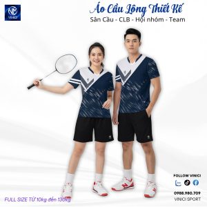 Áo cầu lông thiết kế VINICI Sport - Xanh Navy phối trắng BMTVNC4
