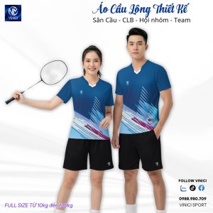 Áo Cầu Lông Thiết Kế VNCBMT1 Màu Xanh Dương